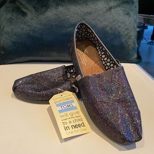 New black glitter Toms, 8